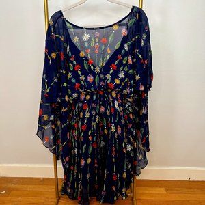 Free People deep blue butterfly caftan dress